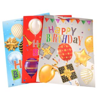 Gift Bag Happy Birthday Jumbo Asst Color & Design