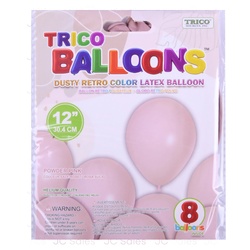 Trico 12" Latex Balloon Dusty Retro Powder Pink 8Ct