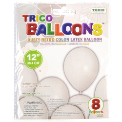 Trico 12" Latex Balloon Dusty Retro Sandy White 8Ct
