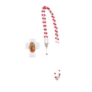 Rosary Necklace Red Cross Guadalupe