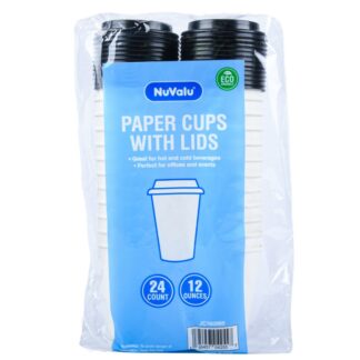 Nuvalu Paper Cup Double Wall 12 Oz 24 Ct W/Lid