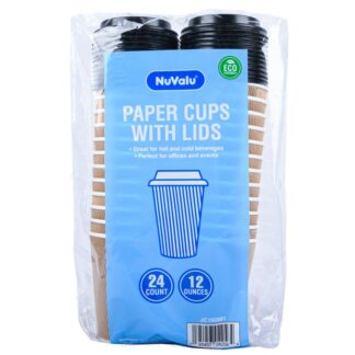 Nuvalu Paper Cup Ripple Wall 12 Oz 24 Ct W/Lid