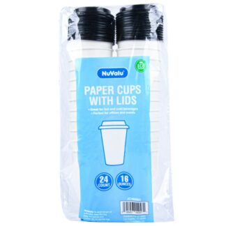 Nuvalu Paper Cup Double Wall 16Oz 24Ct W/Lid