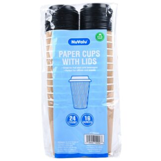 Nuvalu Paper Cup Ripple Wall 16Oz 24Ct W/Lid