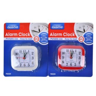 Alarm Clock Asst Color 3.25X3X1.25"