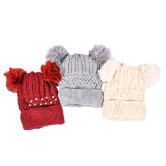 Hw Women Beanie- Pearl 2 Pom Pom Asst Colors