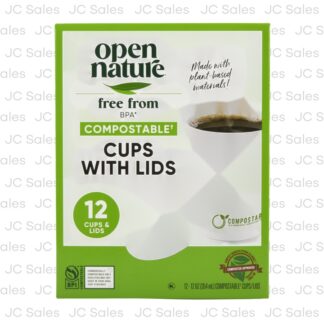 Plastic Cup W/ Lid Open Nature 12 Cups 12Oz