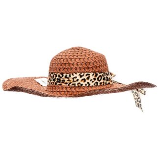 Summer Hat W/Leopard Ribbon Asst Color