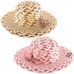 Summer Hat W/Mesh Flower Asst Color