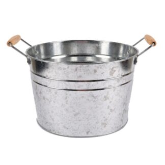 2.9 Gallon Round Tin Bucket With Wooden Handles