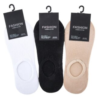Socks No Show Cotton White Black Brown