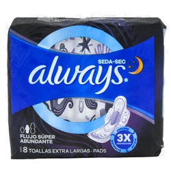Always Maxi Pads Sedasec Nocturna 8 Ct