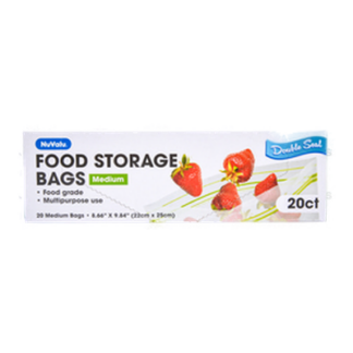 Nuvalu Food Storage Zipper Bag 20Ct 8.66'' X 9.84''