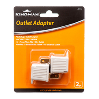 Kingman Outlet Adaptor "Etl" 2Pc W/Grounding