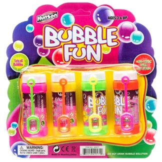 Hs Bubbles Solution W/Wand Asst Colors 4 Pk