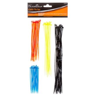 Kingman Cable Ties W/Asst Size & Colors 75Pcs