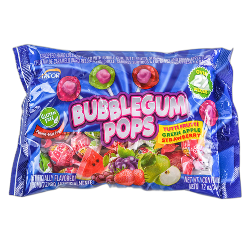 Arcor Bubblegum Pops Asst 12 Oz