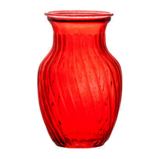Glass Vase 8" Spiral Design Red