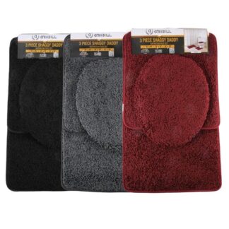 Bath Mat Shaggy 3Pcs Set Asst Color