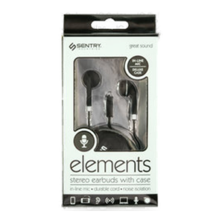 Stereo Earbuds W/ Mic And Case Black