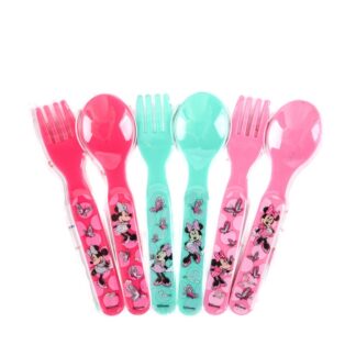 Disney Minnie Mouse Baby Girl Plast Fork/Spoon Set 6 Pk