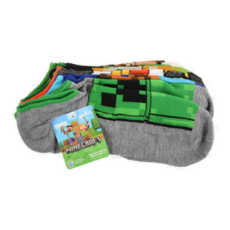 6 Pairs Minecraft No Show Socks Size Lg 3-9