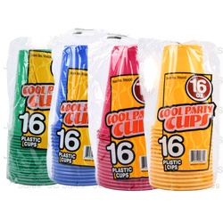 Plastic Cup 16 Oz 16Ct Assorted Colors