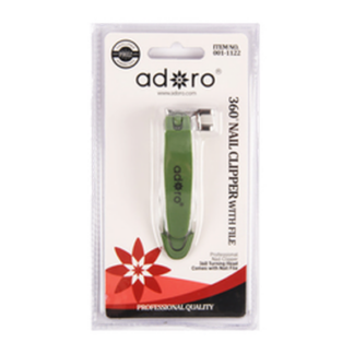 Adoro 360 Degree Nail Clipper W/ Nail File Asst Clr
