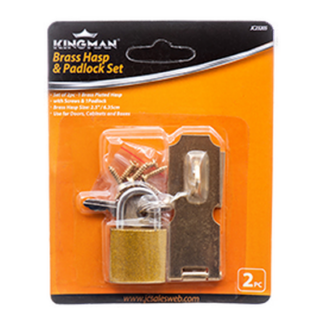 Kingman Brass Padlock 25Mm W/Hasp 2.5"