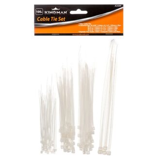 Kingman Cable Tie Asst Size White 100Pcs