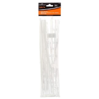 Kingman Cable Tie 0.2" X 13.8" White 25Pcs