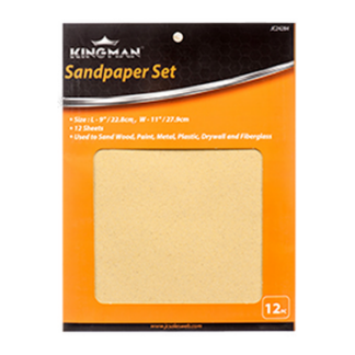 Kingman Sandpaper 9" X11" 12Pcs W/Asst Sizes