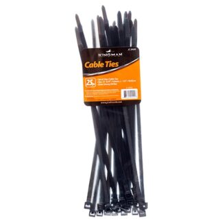 Kingman Cable Ties 0.19" X 7.5" Black 50Lbs 25Pc