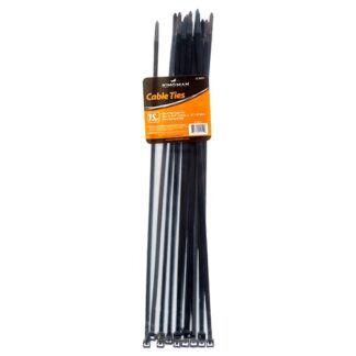 Kingman Cable Ties 0.19" X 12" Black 50Lbs 15Pcs