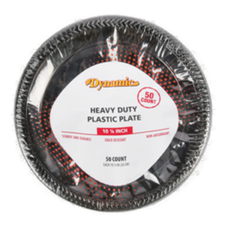 Plastic Plate Black Heavy Duty 10 1/4" 50Ct