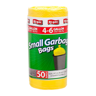 Small Garbage Bag 50Ct 4-6Gal Yellow Clr
