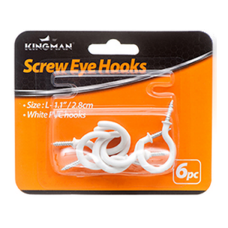 Kingman Screw Eye Hooks 6Pc 1.1"