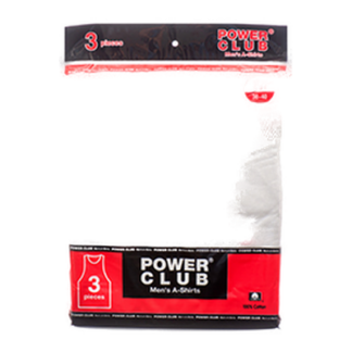Power Club A-Shirt White Med 3Pk
