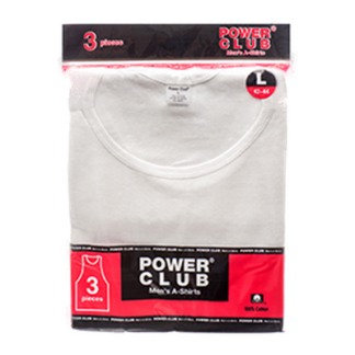 Power Club A-Shirt White Large 3Pk