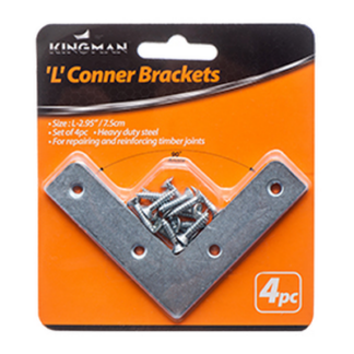 Kingman "L" Shape Corner Bracket 2.95" 4Pc