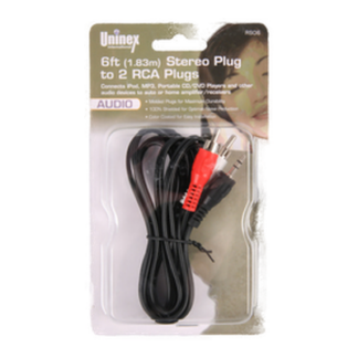 Uninex Stereo Plug 3.5Mm To Rca Plug 6Ft