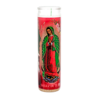 Veladora Religious Candle Virgen De Guadalupe 12 Ct White