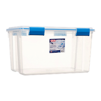 Sterilite #4304 54Qt Gasket Box Clear W/ Blue Handles