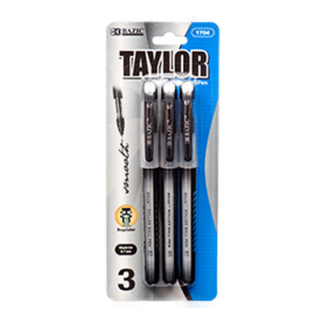 Bazic Pen Rollerball 3Pc Black Ink #1704