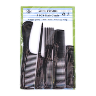 Hair Comb 5Pc Set Asst Size Black