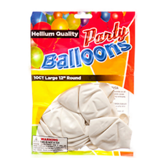 Balloon Standard White 12" 10Ct