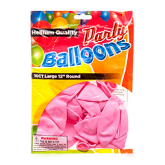 Balloon Standard Pink 12" 10Ct