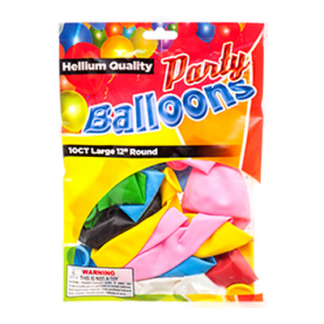 Balloon Standard 12" 10Ct Asst Clr