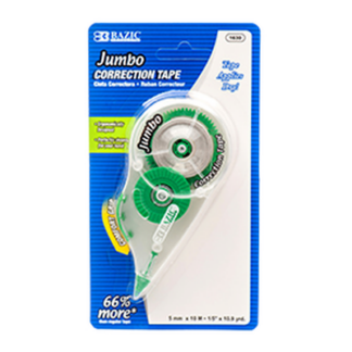 Bazic Correction Tape Jumbo 5 Mm X 10.9 Yrd Assorted Color