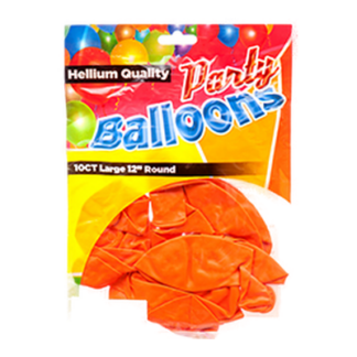 Balloon Standard Orange 12" 10Ct
